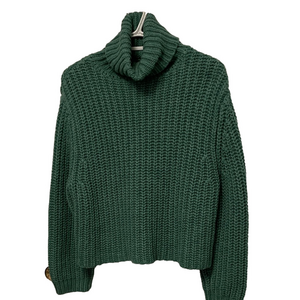 Tory Sport Green Bulky Knit Turtleneck Sweater Size Medium